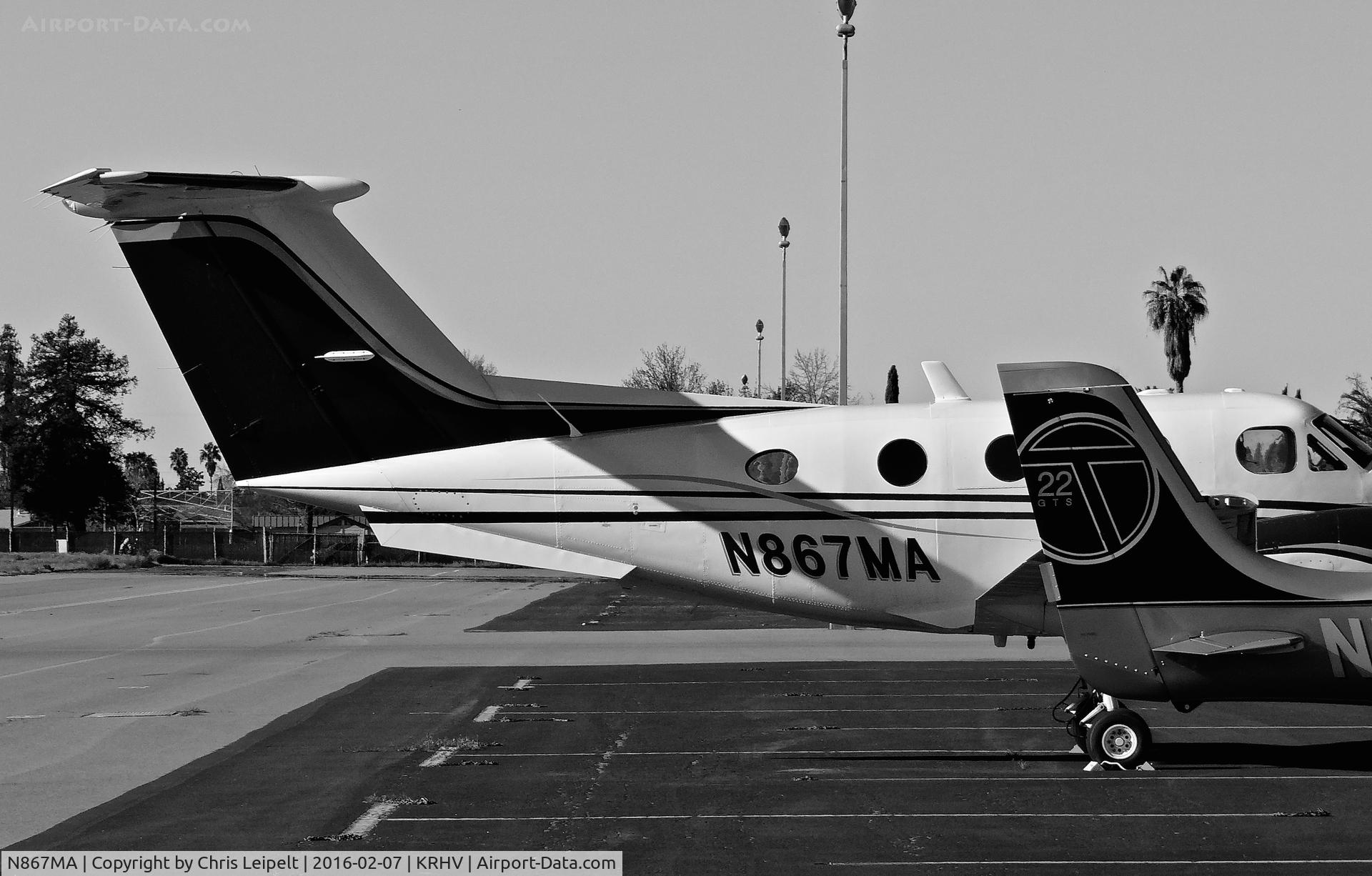 N867MA, 1980 Beech F90 King Air C/N LA-65, AM Aero LLC (West Hills, CA) 1980 Beechcraft King Air F90 parked on the transient ramp with an SR22 tail at Reid Hillview Airport, San Jose, CA.