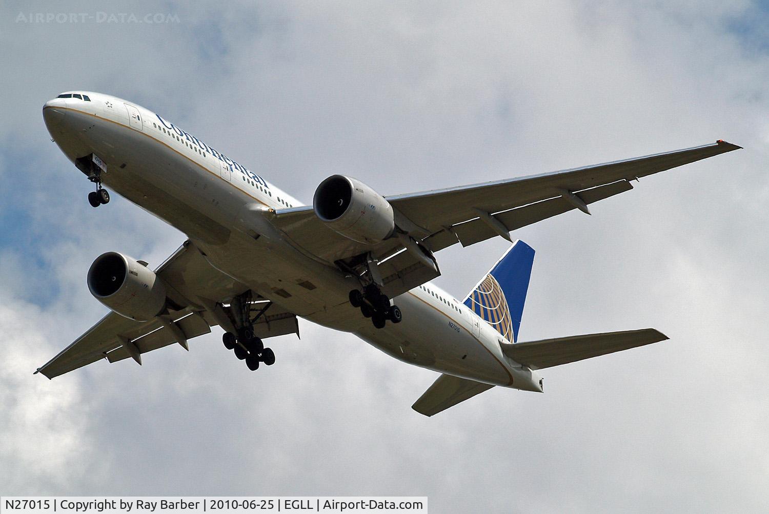 N27015, 2000 Boeing 777-224/ER C/N 28678, Boeing 777-224ER [28678] (Continental Airlines) Home~G 25/06/2010. On approach 27R.