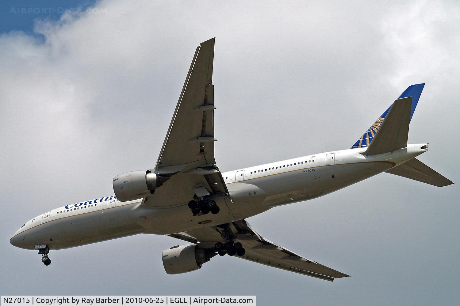 N27015, 2000 Boeing 777-224/ER C/N 28678, Boeing 777-224ER [28678] (Continental Airlines) Home~G 25/06/2010. On approach 27R.