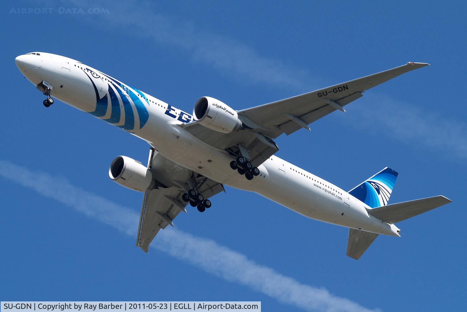 SU-GDN, 2010 Boeing 777-36N/ER C/N 38288, Boeing 777-36NER [38288] (EgyptAir) Home~G 23/05/2011. On approach 27R.