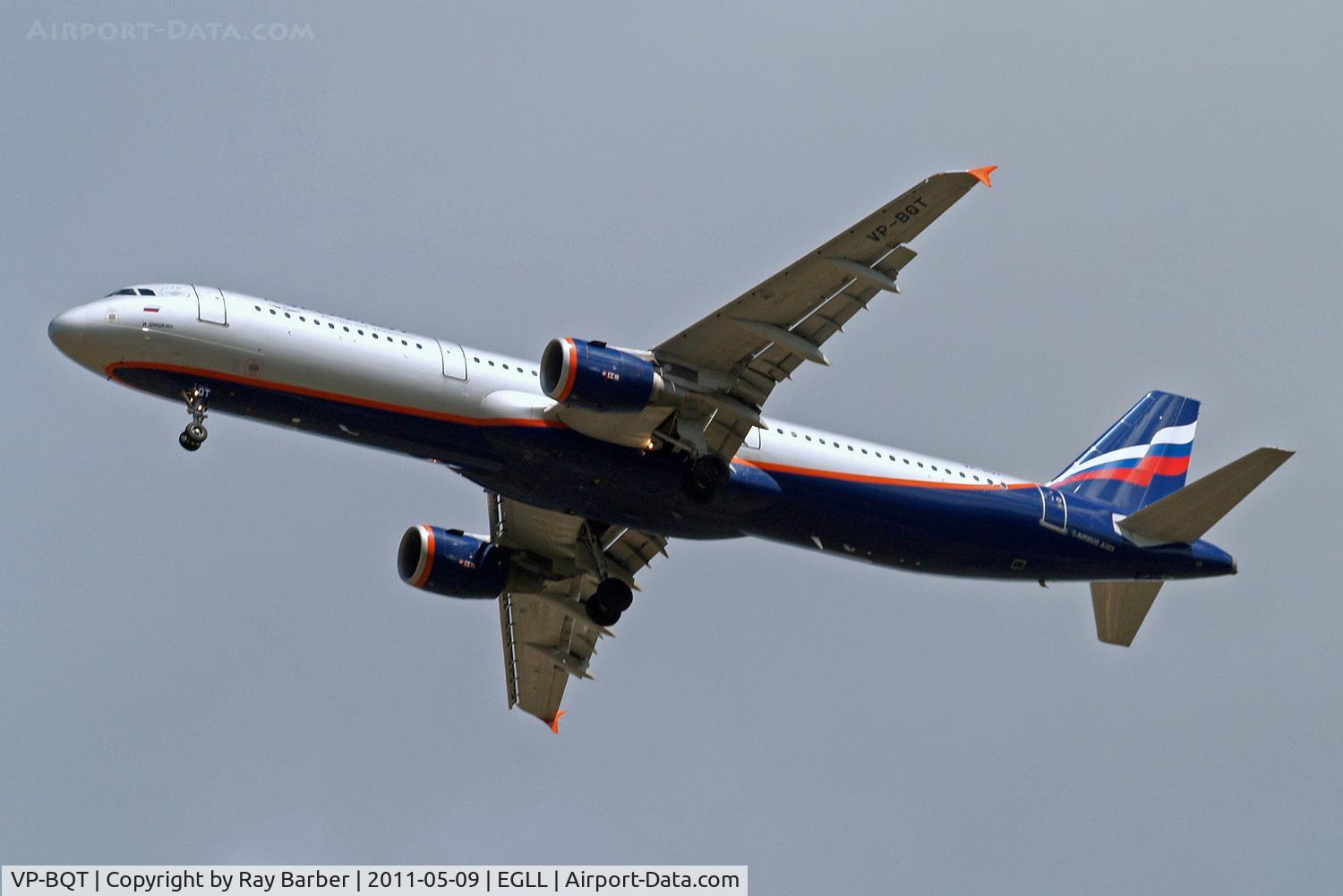 VP-BQT, 2006 Airbus A321-211 C/N 2965, Airbus A321-211 [2965] (Aeroflot Russian Airlines) Home~G 09/05/2011. On approach 27R.