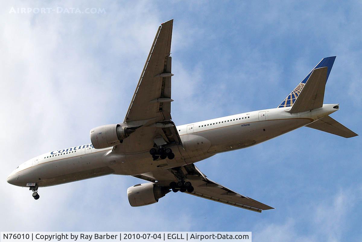 N76010, 1999 Boeing 777-224/ER C/N 29480, Boeing 777-224ER [29480] (Continental Airlines) Home~G 04/07/2010. On approach 27R.
