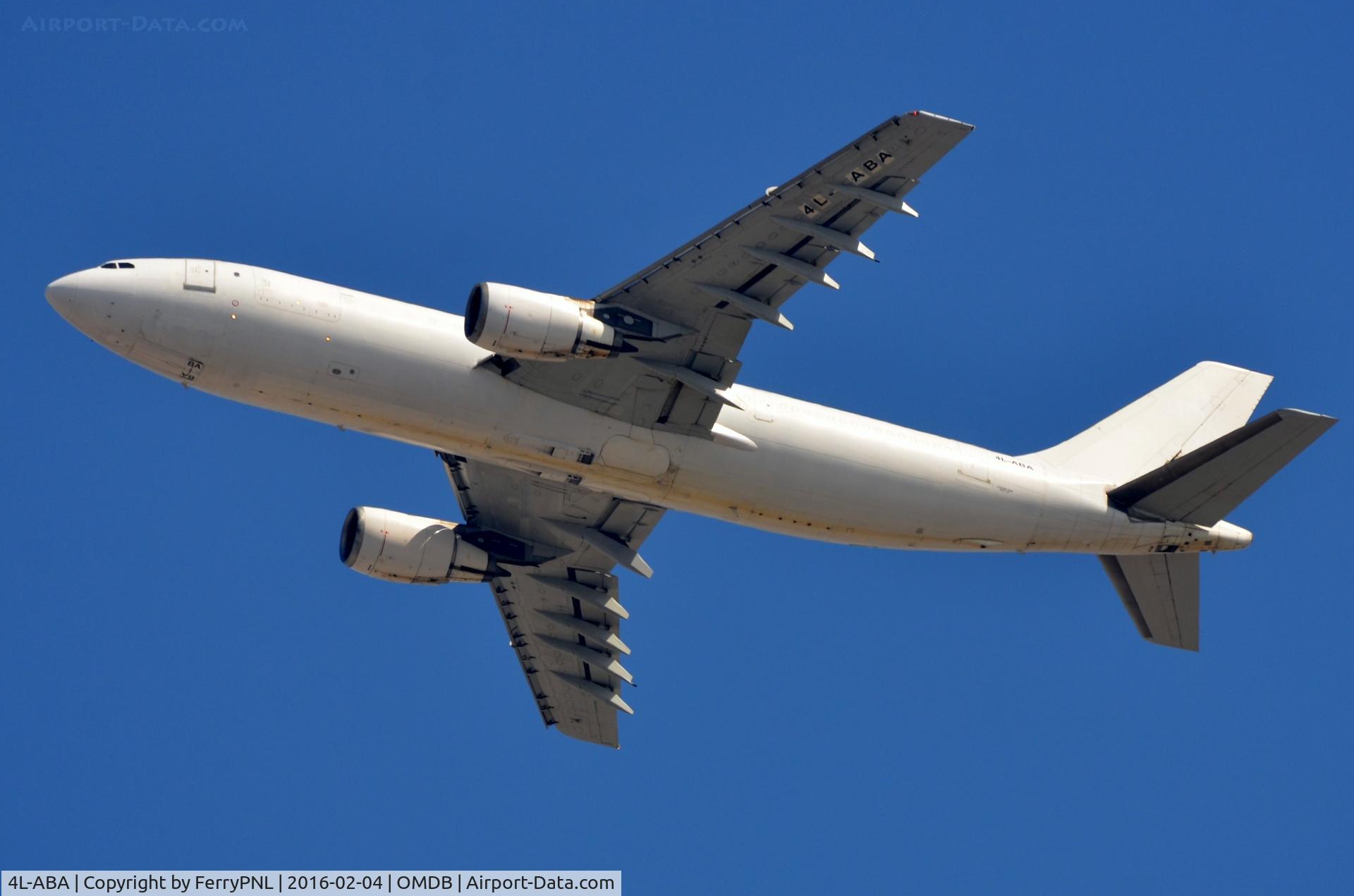 4L-ABA, Airbus 300B4-203 C/N 157, White Georgian Star A300 freighter departing.