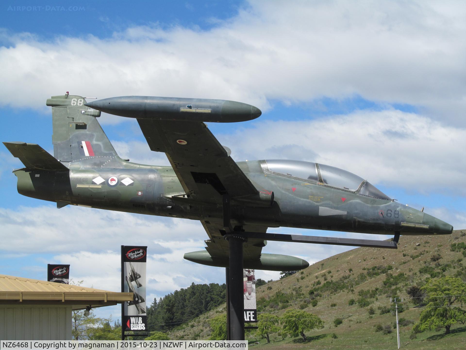 NZ6468, 1991 Aermacchi MB-339CB C/N 6799/172, gate guard at Wanaka