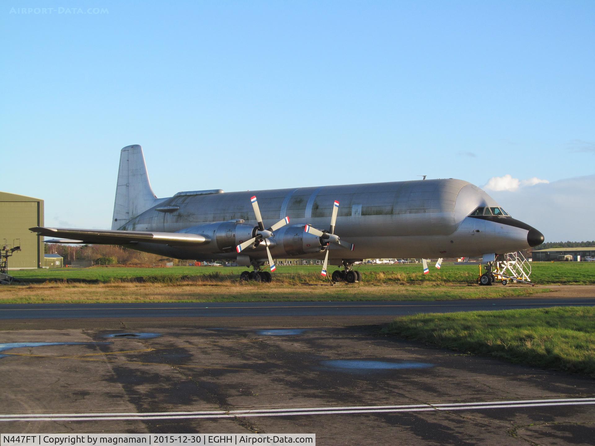 N447FT, 1969 Canadair CL-44-0 Skymonster C/N 16, At hurn - been here for years in various guises - still looks like it could fly
