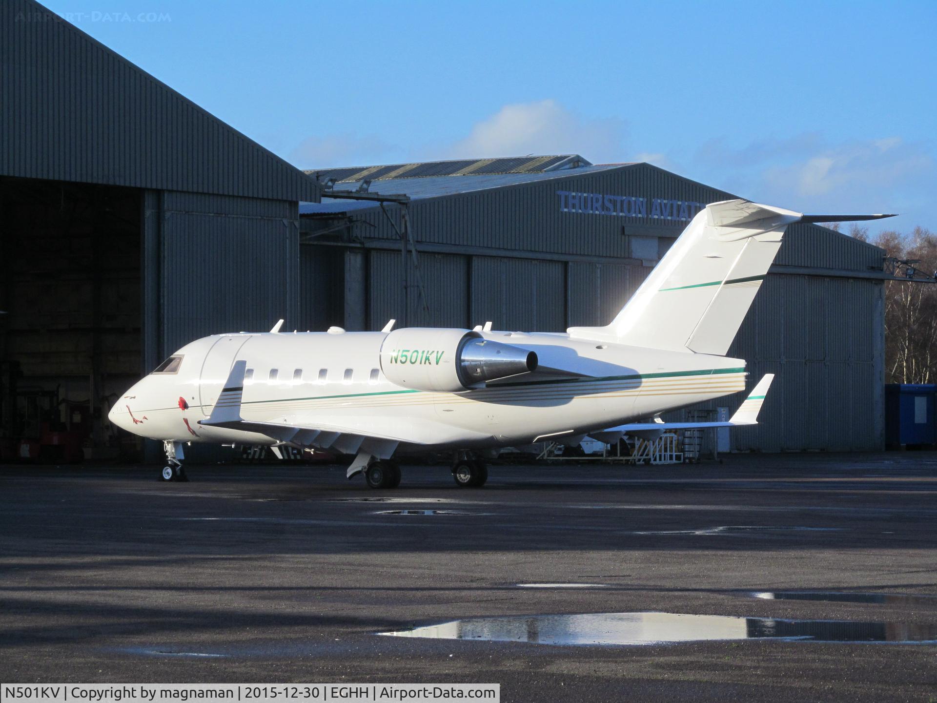 N501KV, 1995 Canadair Challenger 601-3R (CL-600-2B16) C/N 5173, at hurn - far side