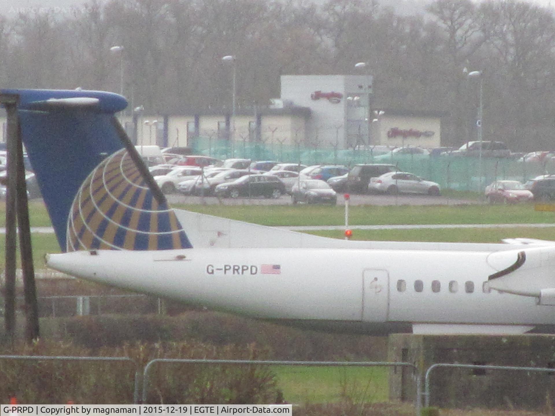 G-PRPD, 2010 Bombardier DHC-8-402 Dash 8 C/N 4332, long shot of aircraft still with US c/s to be repainted.