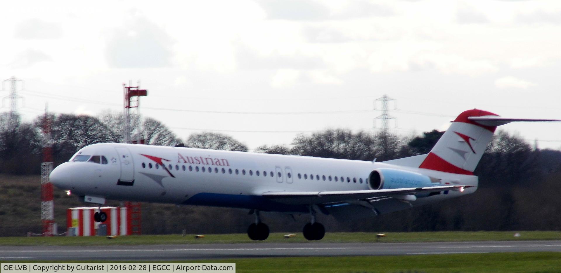 OE-LVB, 1994 Fokker 100 (F-28-0100) C/N 11502, At Manchester