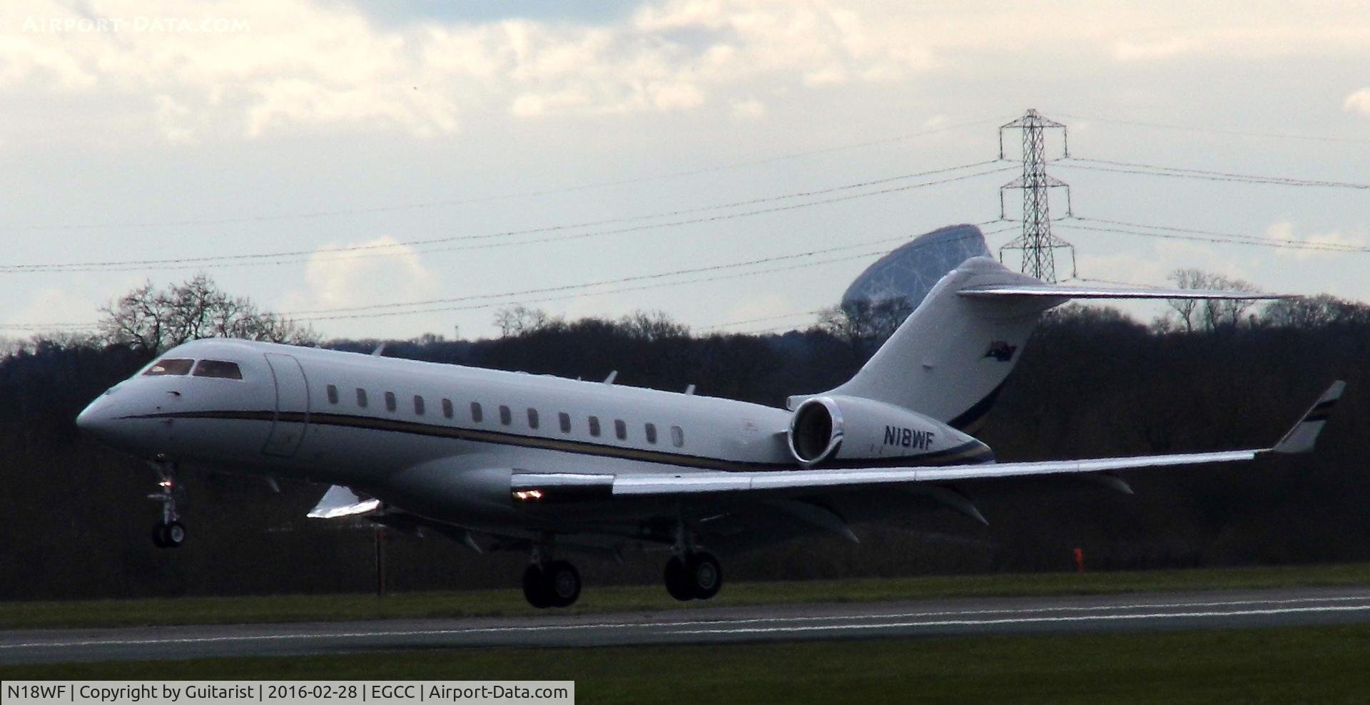 N18WF, 2006 Bombardier BD-700-1A10 Global Express XRS C/N 9215, At Manchester
