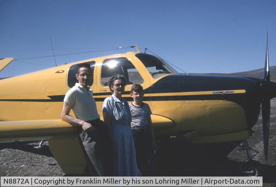 N8872A, 1950 Beechcraft V35 Bonanza C/N D-2527, At Sunnyside Washington airport in early 1950s