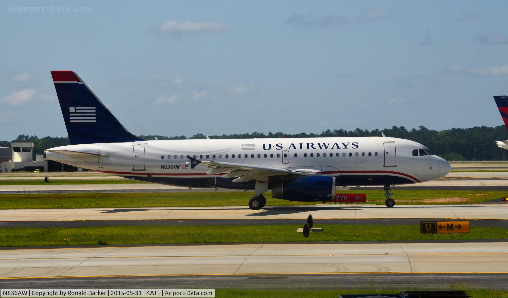 N836AW, 2005 Airbus A319-132 C/N 2570, Taxi Atlanta