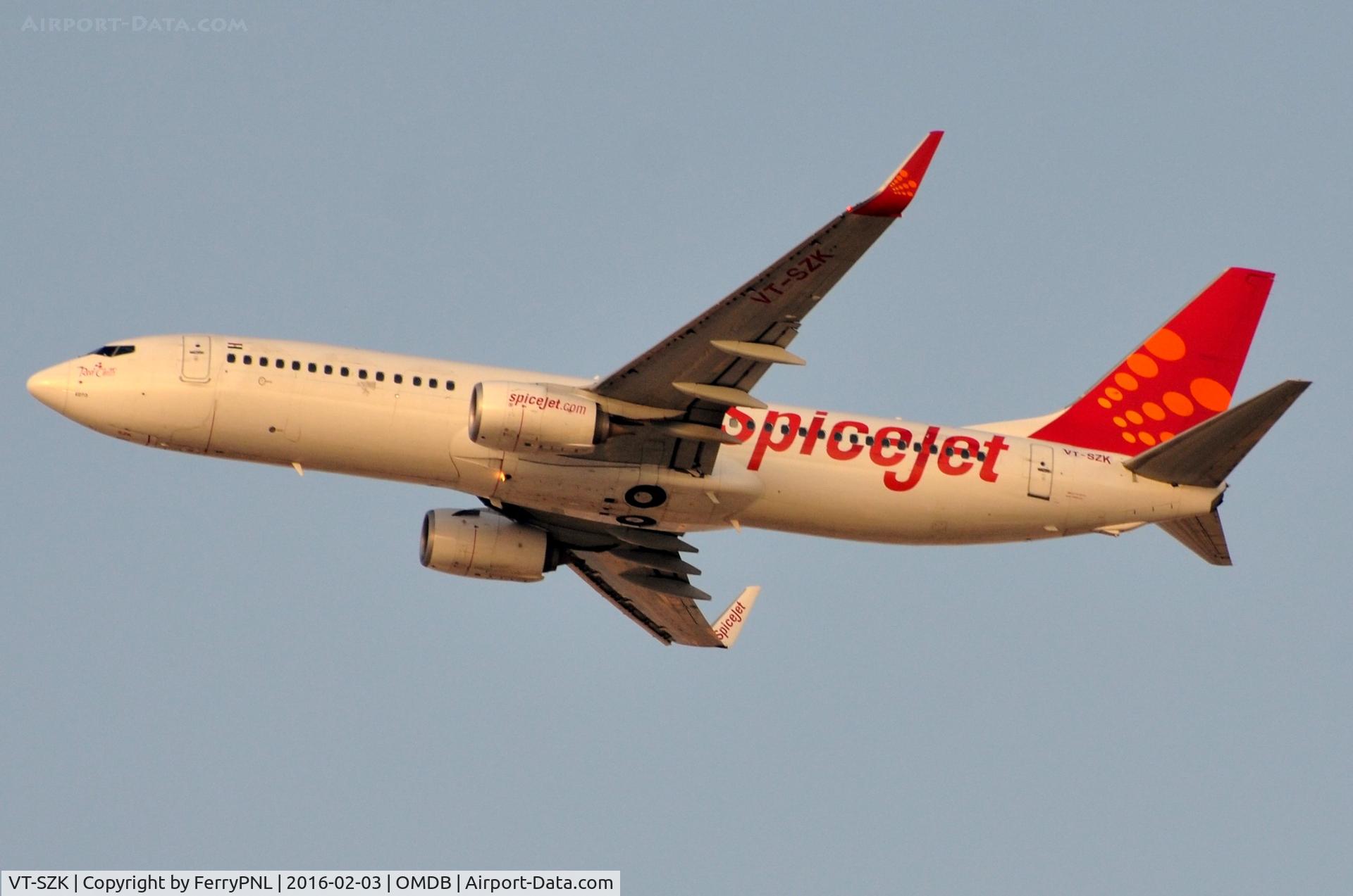 VT-SZK, 2014 Boeing 737-8GJ C/N 41398, Spicejet B738 heading for India.