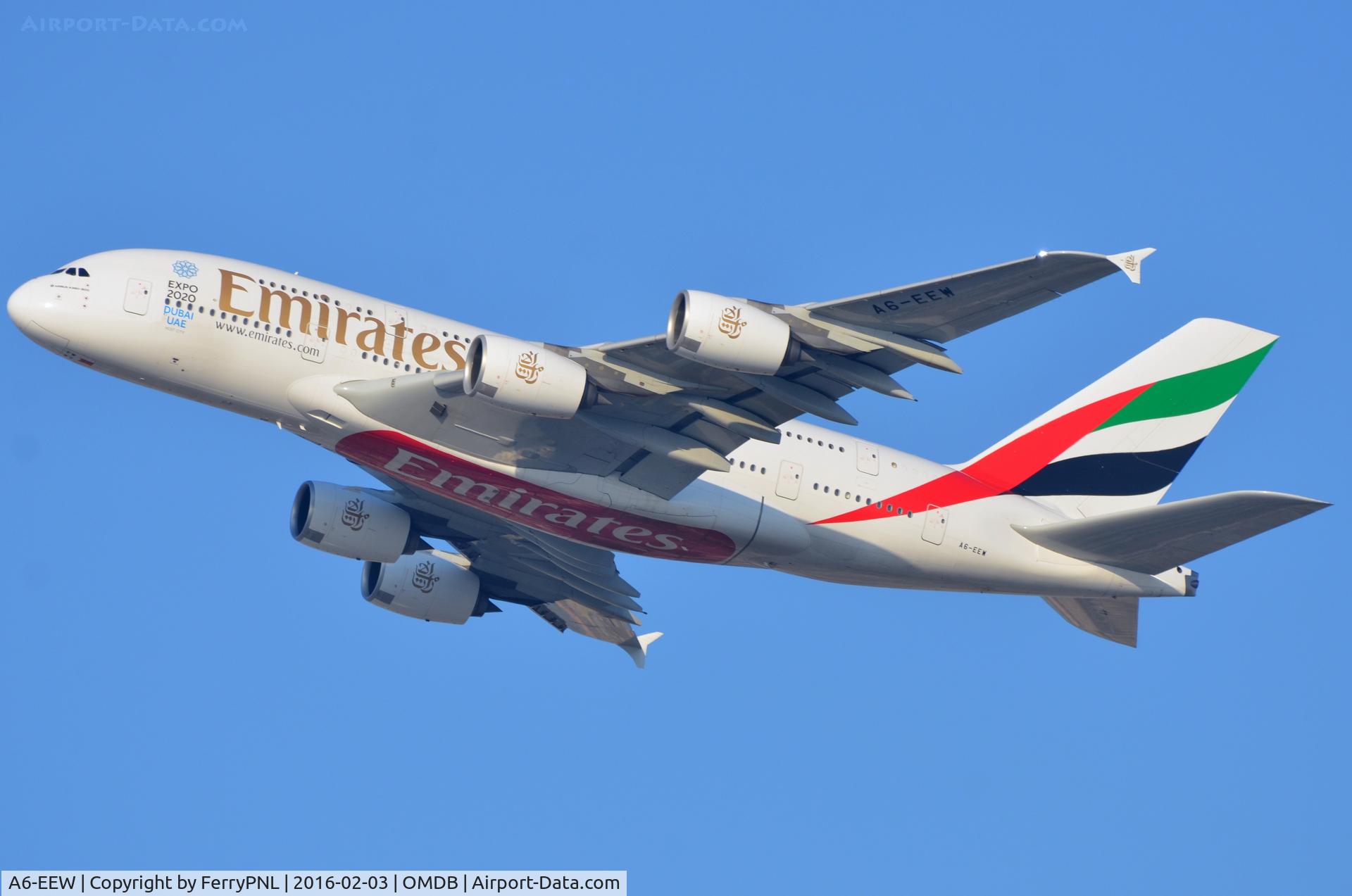 A6-EEW, 2013 Airbus A380-861 C/N 153, Emirates A388 departing DXB