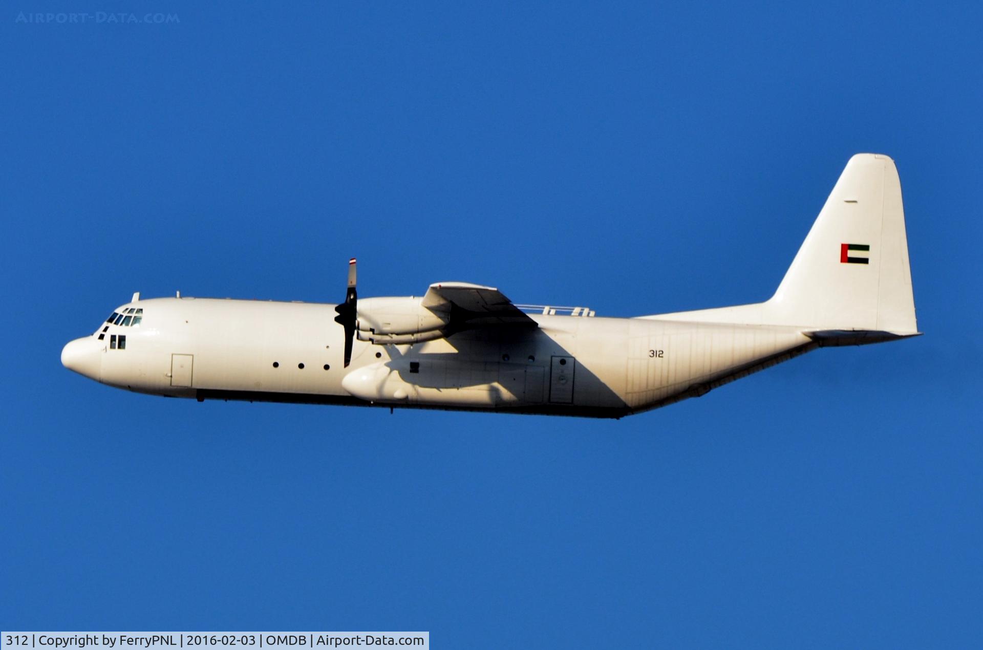 312, 1983 Lockheed C-130H-30 Hercules C/N 382-4961, UAE C130 departing DXB.