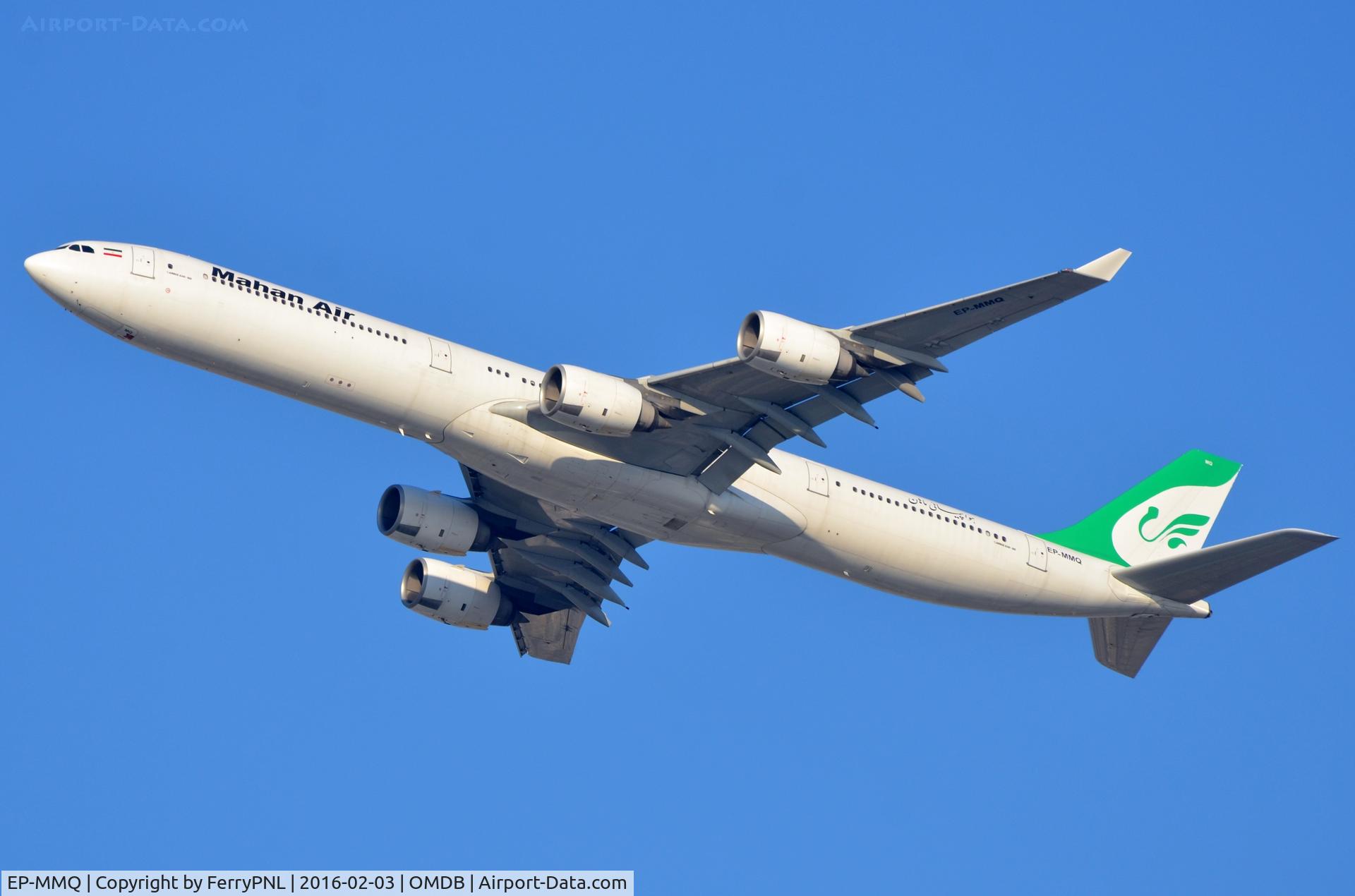 EP-MMQ, 2002 Airbus A340-642 C/N 449, Mahan A346 departing DXB for IKA