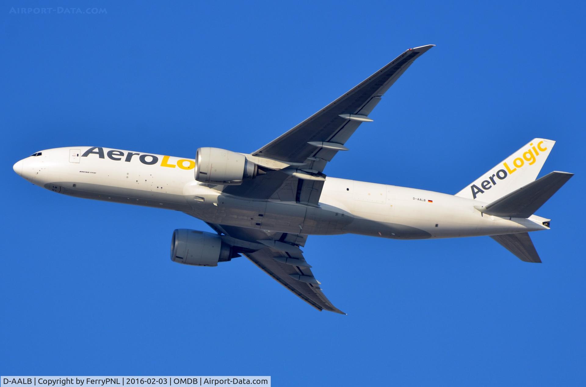 D-AALB, 2009 Boeing 777-FZN C/N 36002, Aerologic B772 Freighter taking-off from DXB