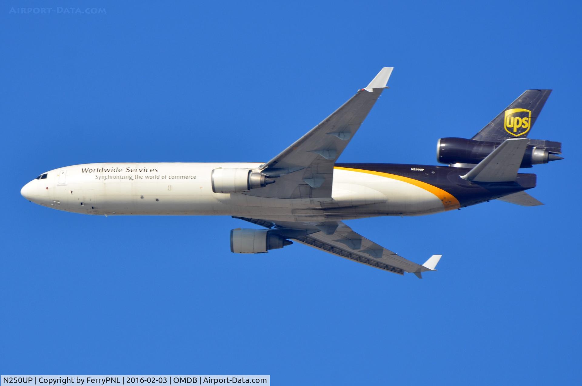 N250UP, 1995 McDonnell Douglas MD-11F C/N 48745, UPS MD11F departing for CGN.