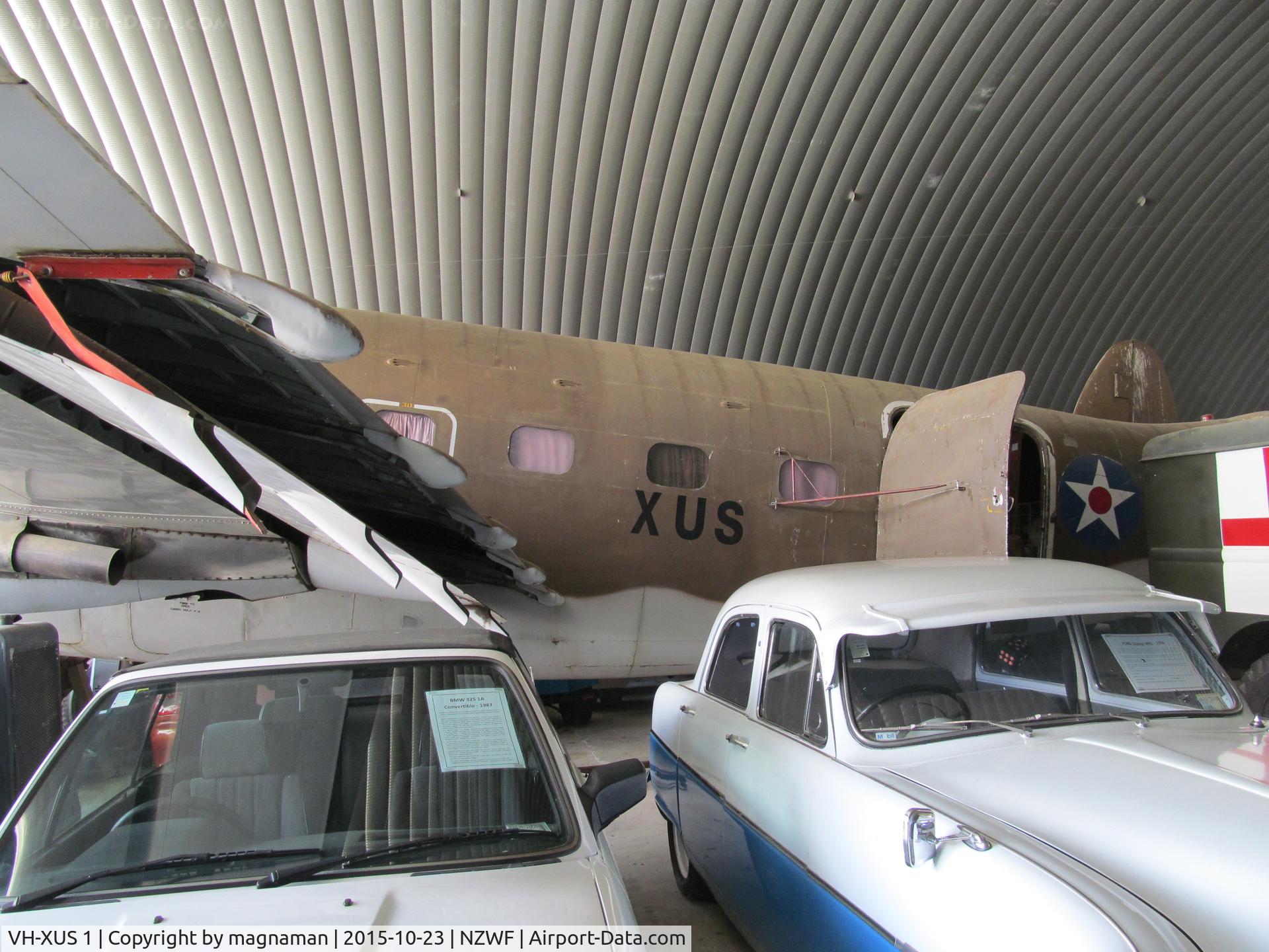VH-XUS 1, Lockheed C-60A Lodestar C/N 18-2388, At Wanaka museum - stuffed in a cramped hangar
