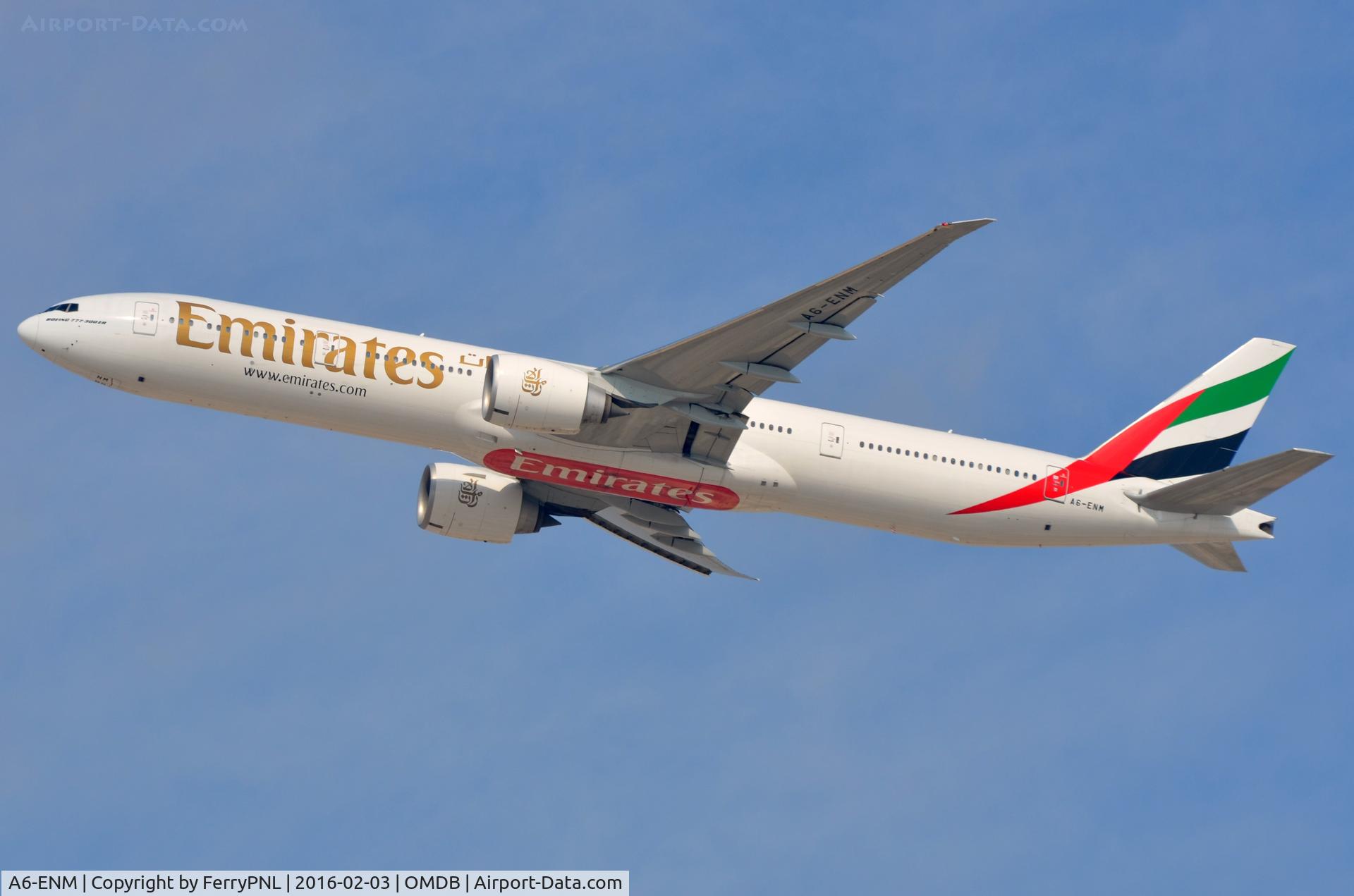 A6-ENM, 2013 Boeing 777-31H/ER C/N 41359, Emirates B773 departing their base.