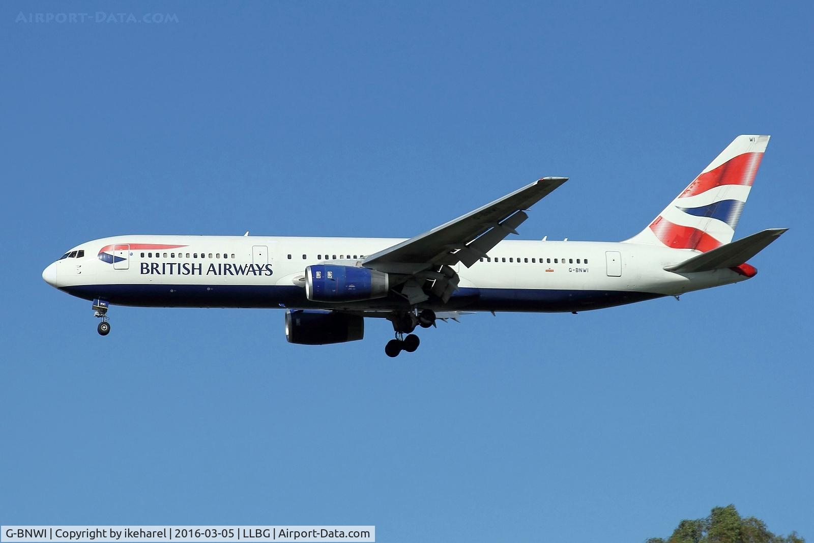 G-BNWI, 1990 Boeing 767-336 C/N 24341, Flight from London upon landing on runway 30.