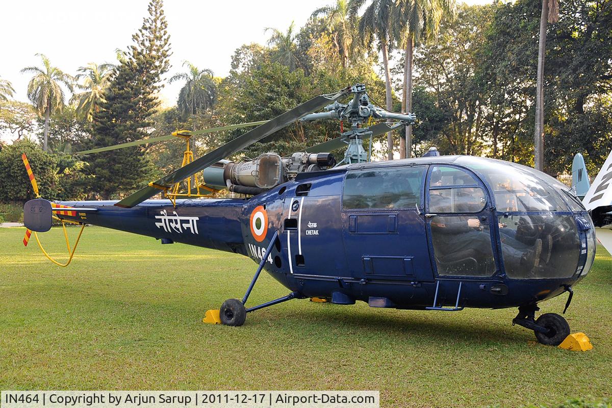 IN464, Hindustan SA-316B Chetak C/N AH211, On temporary display on the lawns of Chhatrapati Shivaji Maharaj Vastu Sangrahalaya or the former Prince of Wales Museum, Bombay.