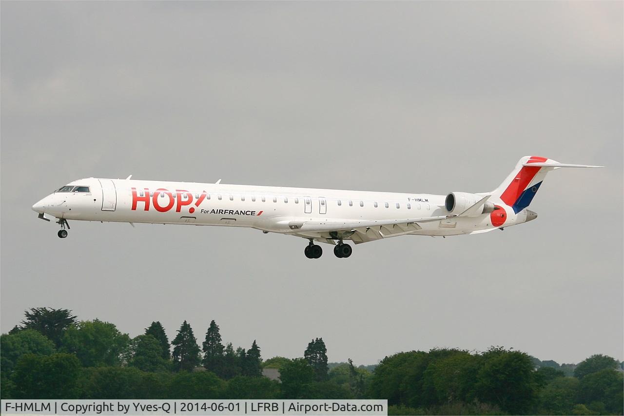 F-HMLM, 2012 Bombardier CRJ-1000EL NG (CL-600-2E25) C/N 19023, Canadair Regional Jet CRJ-1000, On final rwy 25L, Brest-Bretagne Airport (LFRB-BES)