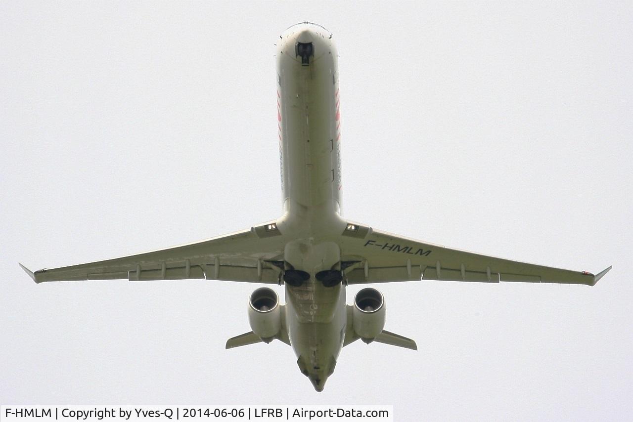 F-HMLM, 2012 Bombardier CRJ-1000EL NG (CL-600-2E25) C/N 19023, Canadair Regional Jet CRJ-1000, Take off rwy 07R, Brest-Bretagne Airport (LFRB-BES)
