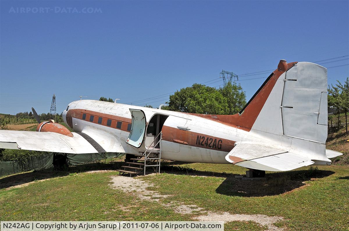 N242AG, Douglas DC-3 R4D-5 C/N 12679, On display at Parco Tematico dell’Aviazione near Rimini. This was American actor Clark Gable's DC-3 from 1956 to 1961 and flew a number of celebrities.