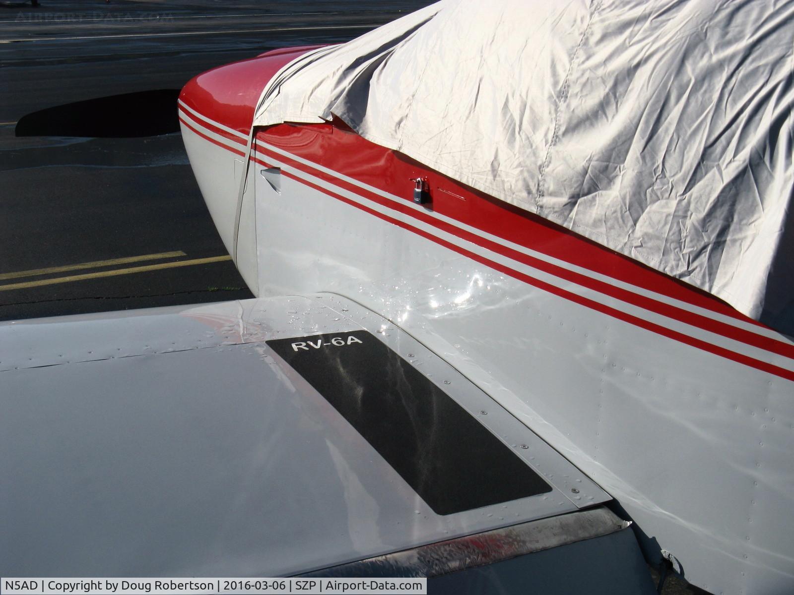 N5AD, 1992 Vans RV-6A C/N 20954, 1992 Adfelter VAN's RV-6A, Lycoming O-320-H2AD 160 Hp, non-skid wing walk and cockpit cover