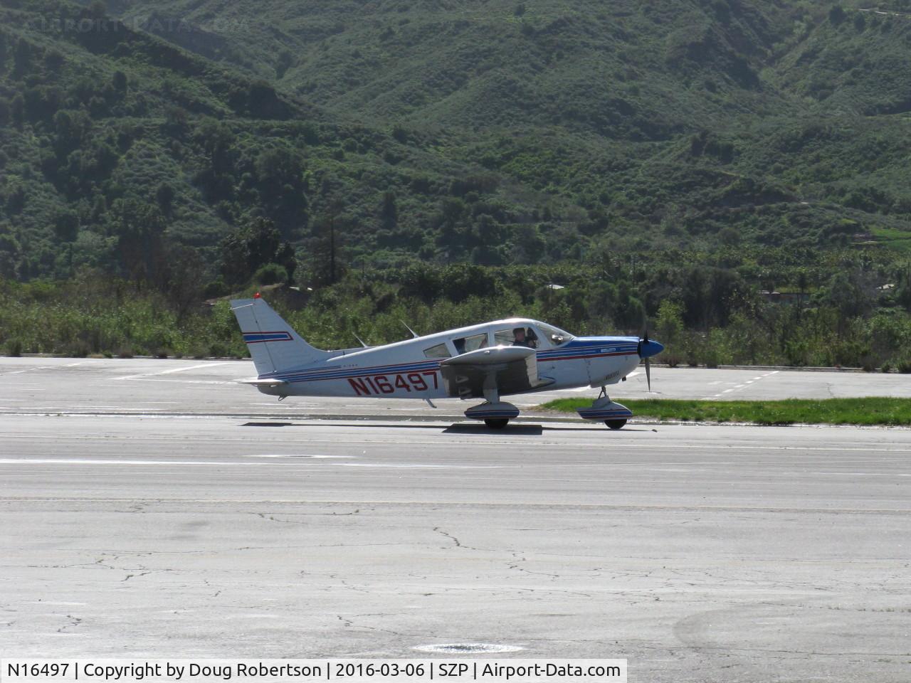 N16497, 1973 Piper PA-28-235 Cherokee Charger C/N 28-7310101, 1973 Piper PA-28-235 CHEROKEE CHARGER, Lycoming O-540-D4B5 235 Hp, landing roll Rwy 22, Young Eagles flight