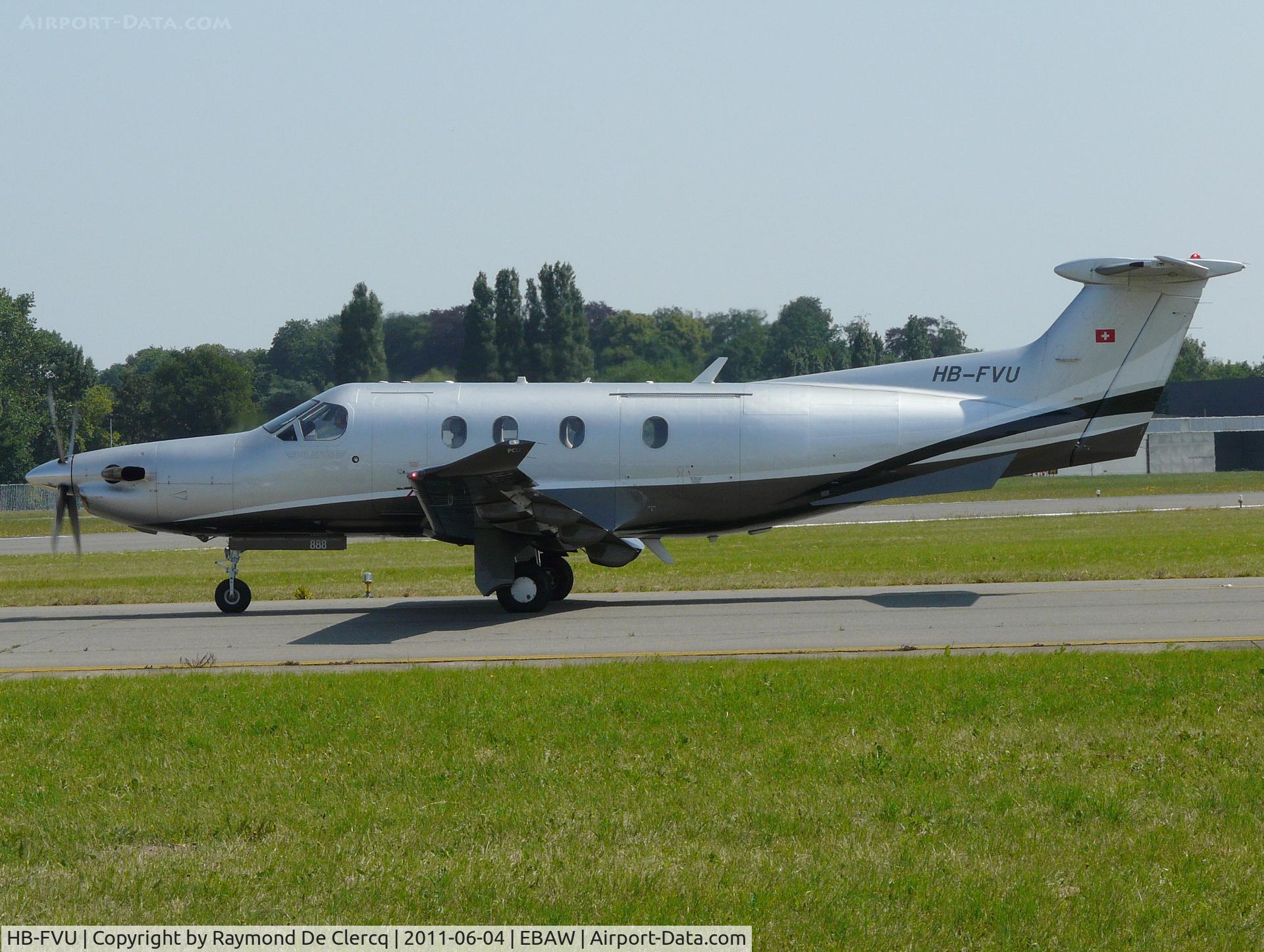 HB-FVU, 2008 Pilatus PC-12/47 C/N 888, Taxiing at Antwerp Airport.