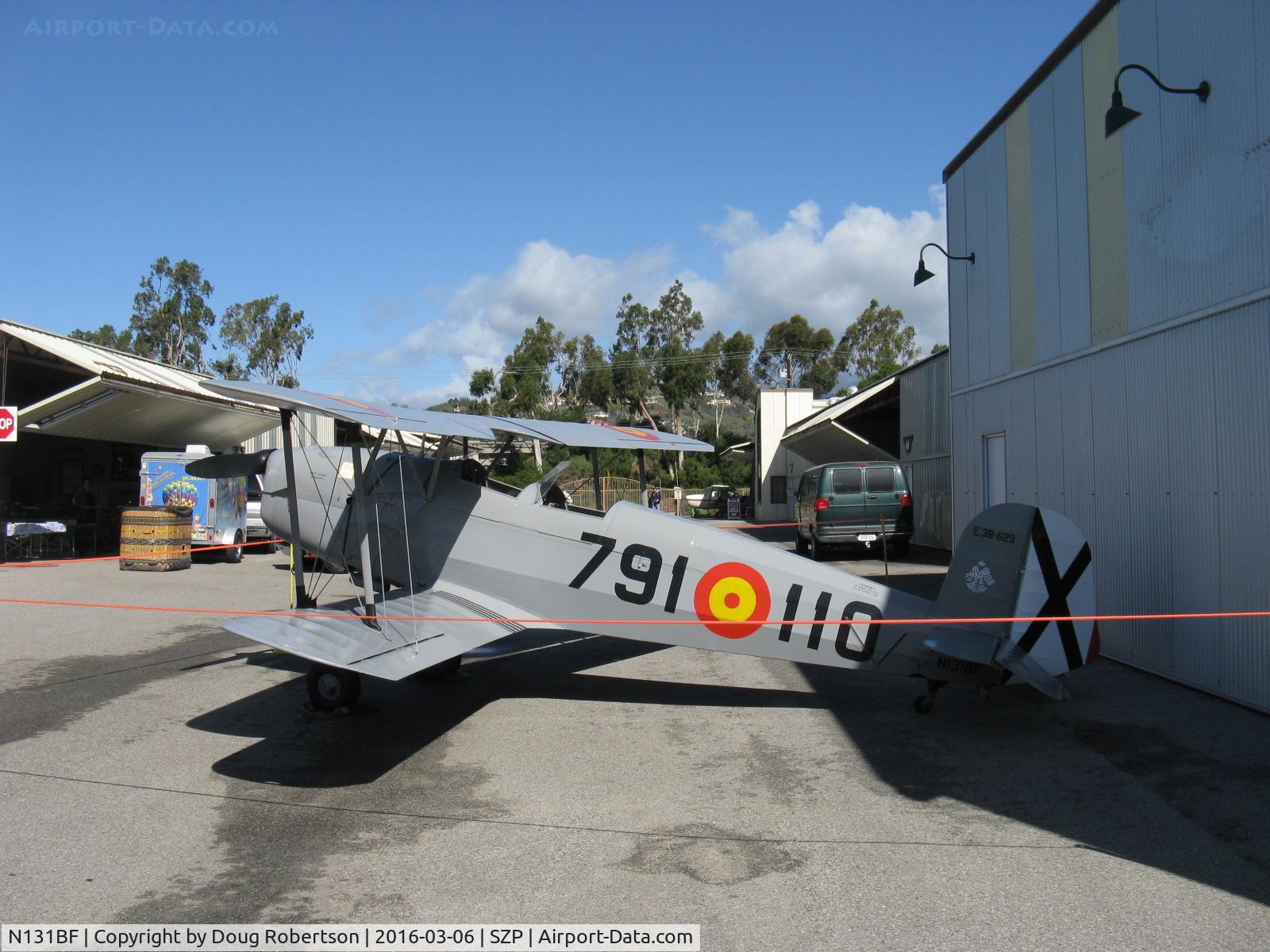 N131BF, 1963 CASA 1-131 Jungmann C/N E3B-629, 1963 C.A.S.A. 1.131 BUCKER JUNGMANN, E.N.M.A. GIV Series, classic fully aerobatic trainer, on display Aviation Museum of Santa Paula