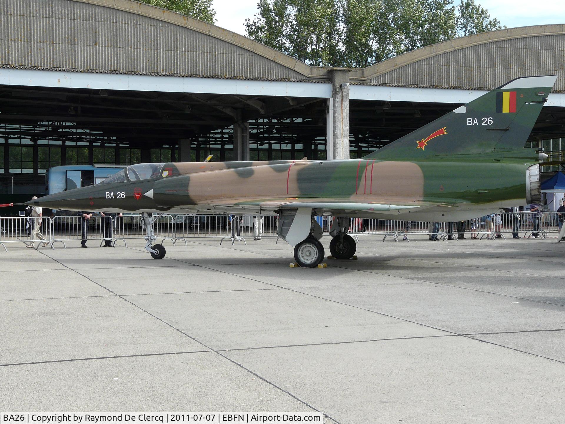 BA26, SABCA Mirage 5BA C/N 26, BA26 preserved at Koksijde during open door in 2011.