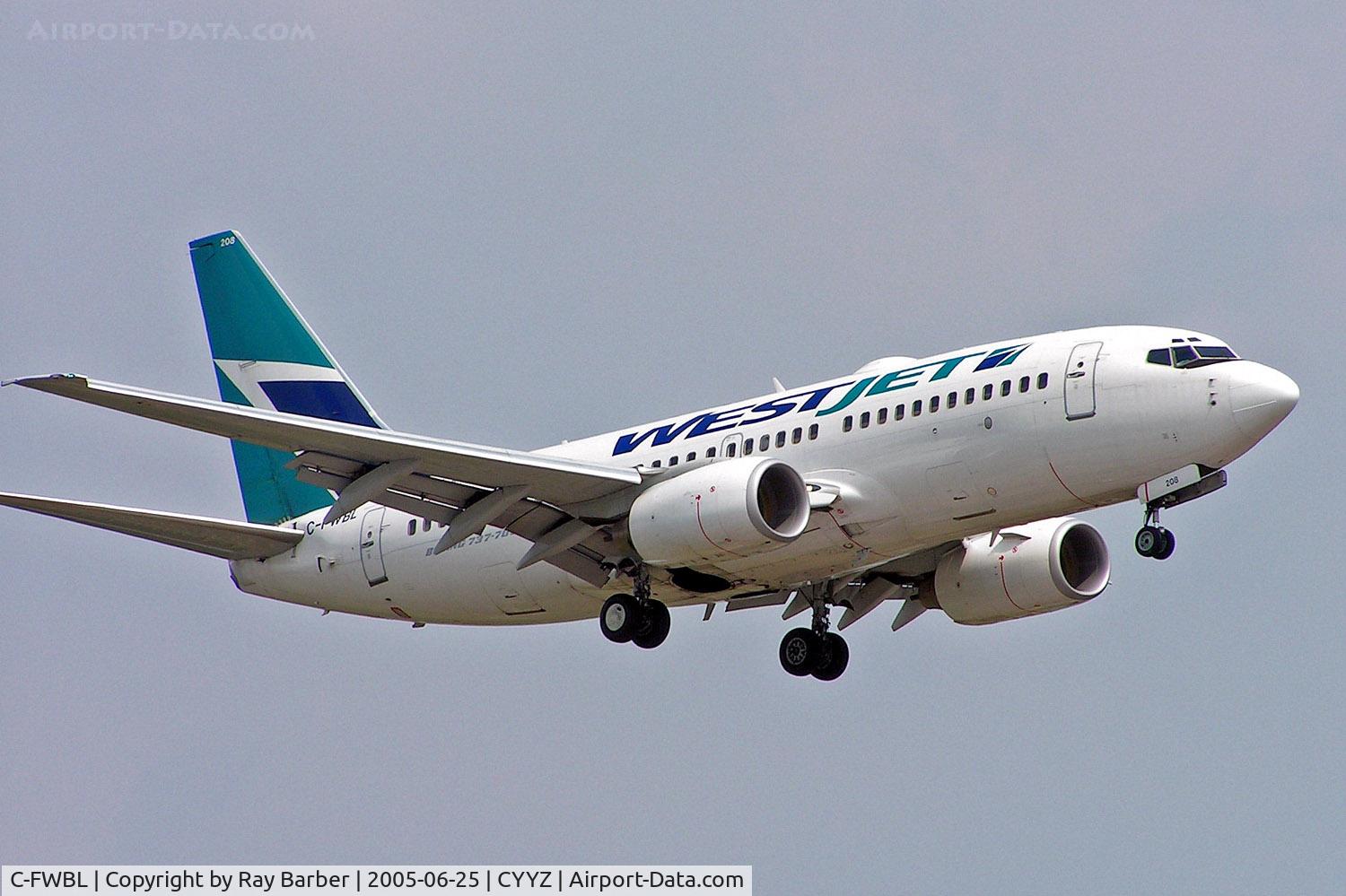 C-FWBL, 2003 Boeing 737-7CT C/N 32750, Boeing 737-7CT [32750] (Westjet) Toronto-Pearson International~C 25/06/2005