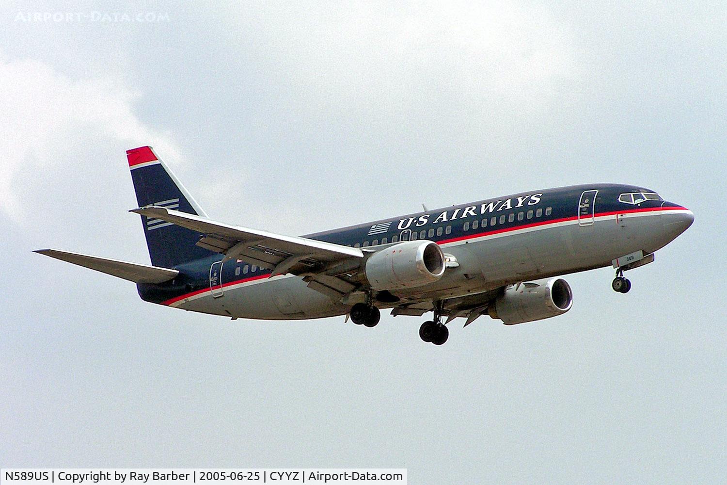 N589US, 1988 Boeing 737-301 C/N 23934, Boeing 737-301 [23934] (US Airways) Toronto-Pearson International~C 25/06/2005