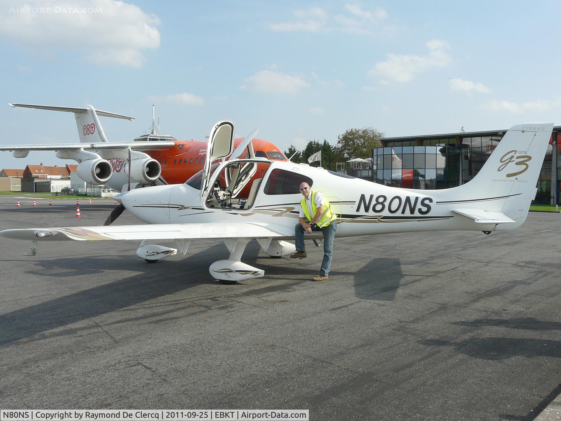 N80NS, 2007 Cirrus SR22 G3 GTS C/N 2839, At Wevelgem airport.