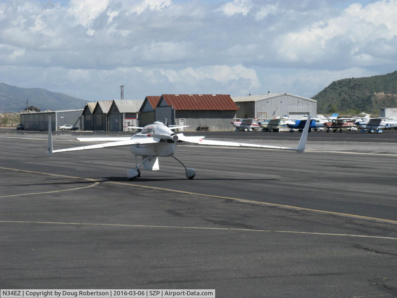 N34EZ, 1998 Rutan VariEze C/N 001 (N34EZ), 1998 Gress RUTAN VARI-EZE CANARD, Continental O-200 100 Hp pusher, taxi back