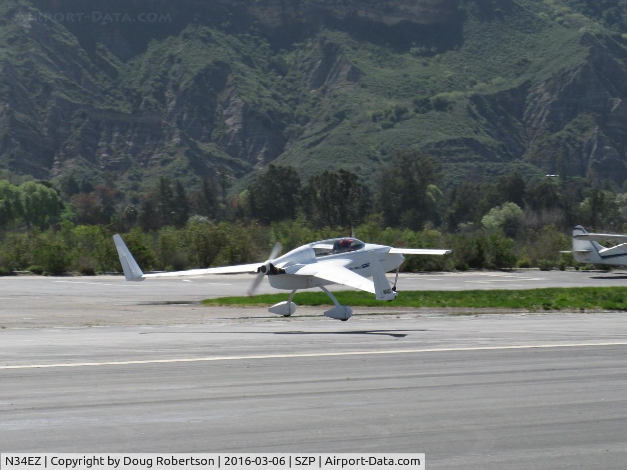 N34EZ, 1998 Rutan VariEze C/N 001 (N34EZ), 1998 Gress RUTAN VARI-EZE CANARD, Continental O-200 100 Hp, first landing roll Rwy 22, nose wheel not yet down