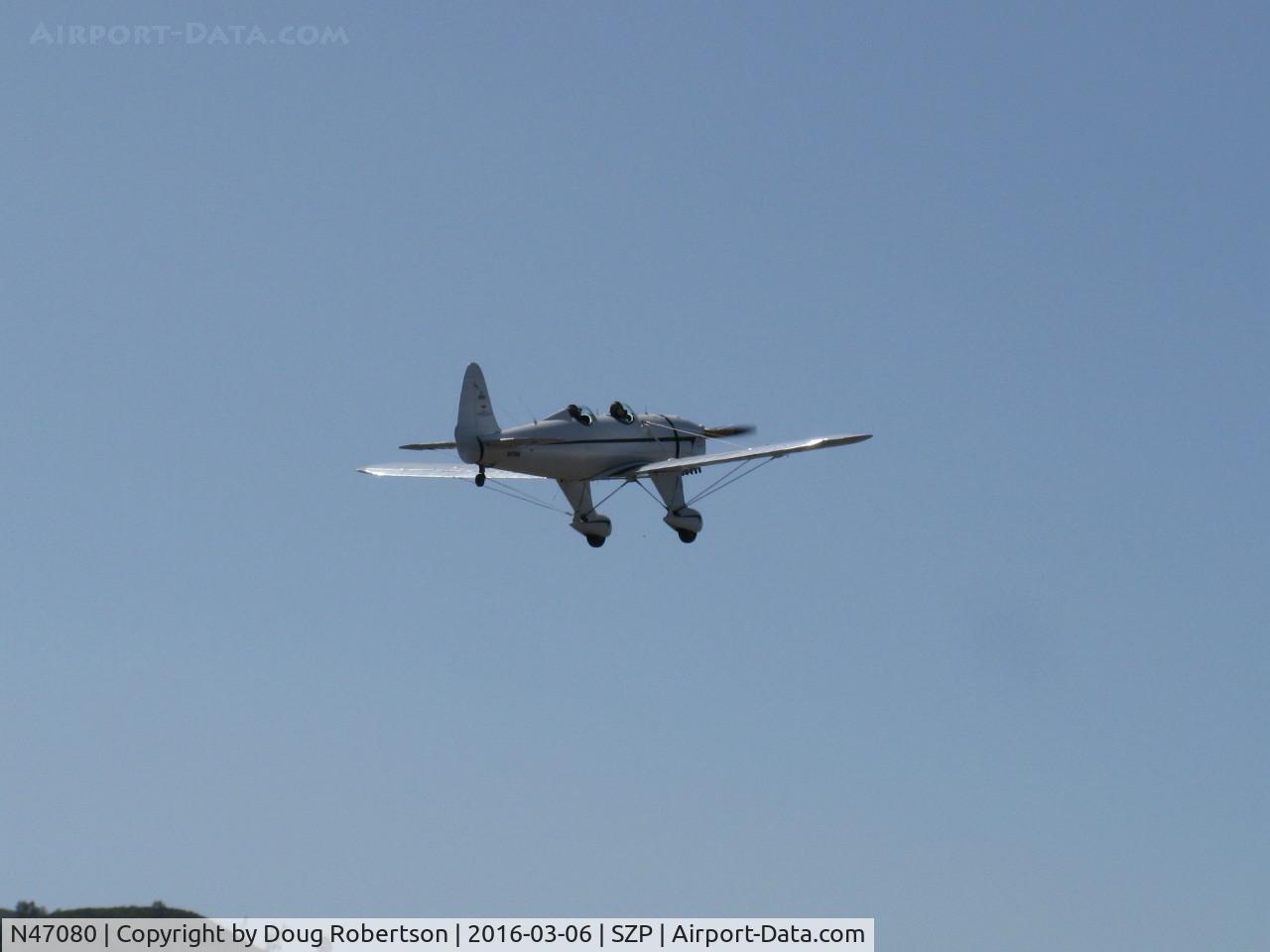 N47080, 1942 Ryan Aeronautical ST3KR C/N 1391, 1942 Ryan Aeronautical ST-3KR 'Eileen', Fairchild Ranger  6-410 inverted in-line 6 cylinder conversion from original Kinner R-540-1 five cylinder radial, Experimental class, takeoff climb Rwy 22