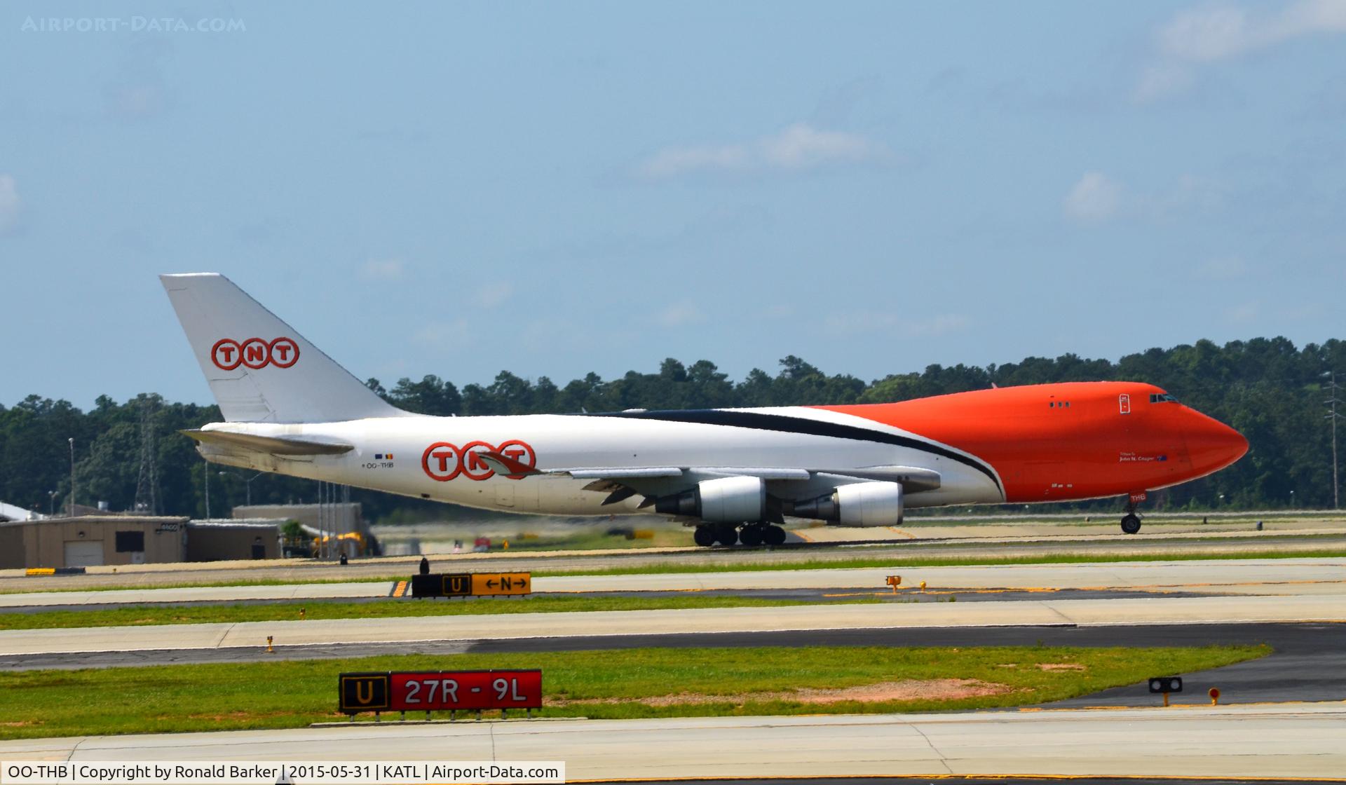 OO-THB, 2007 Boeing 747-4HAERF C/N 35234, Taxi for takeoff Atlanta