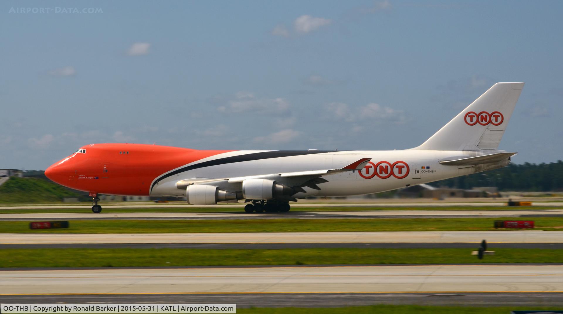 OO-THB, 2007 Boeing 747-4HAERF C/N 35234, Takeoff Atlanta