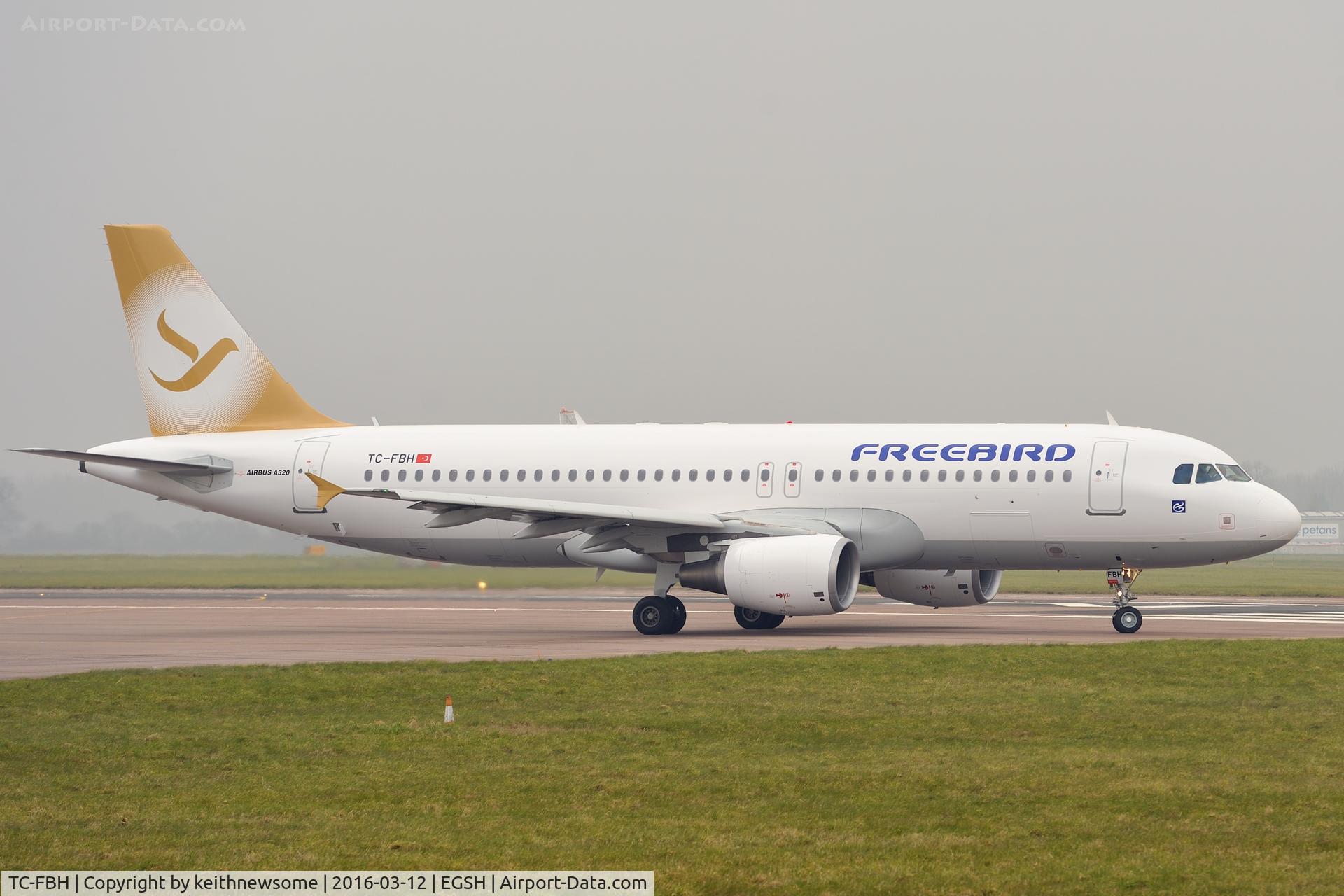 TC-FBH, 2010 Airbus A320-214 C/N 4207, Leaving misty Norwich following re-spray.