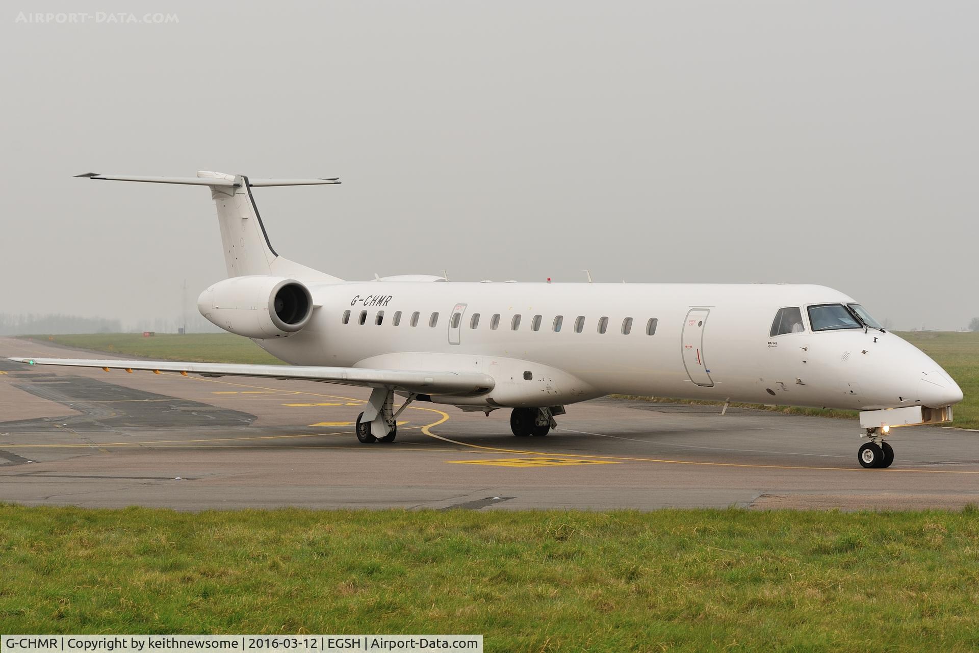 G-CHMR, 2001 Embraer EMB-145MP (ERJ-145MP) C/N 145405, Leaving Norwich with Manchester City FC aboard.