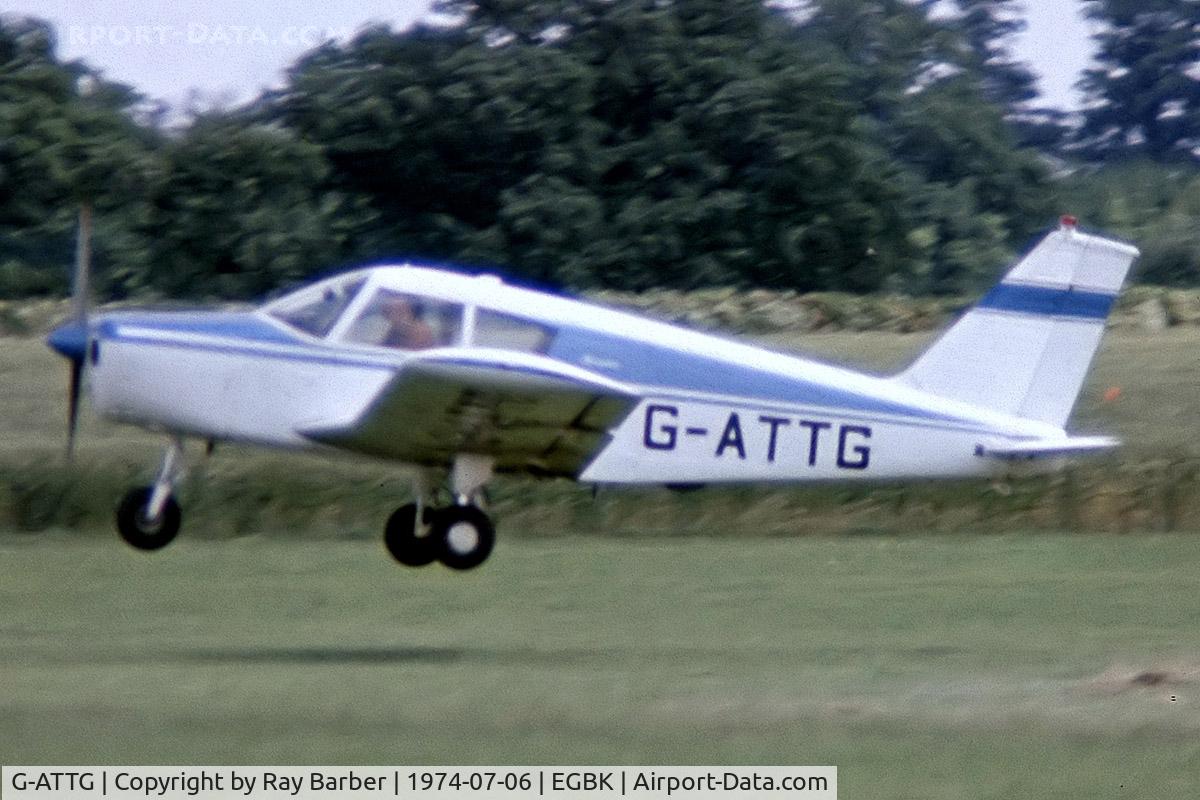 G-ATTG, 1966 Piper PA-28-140 Cherokee C/N 28-21943, Piper PA-28-140 Cherokee [28-21943] Sywell~G 06/07/1974. From a slide.