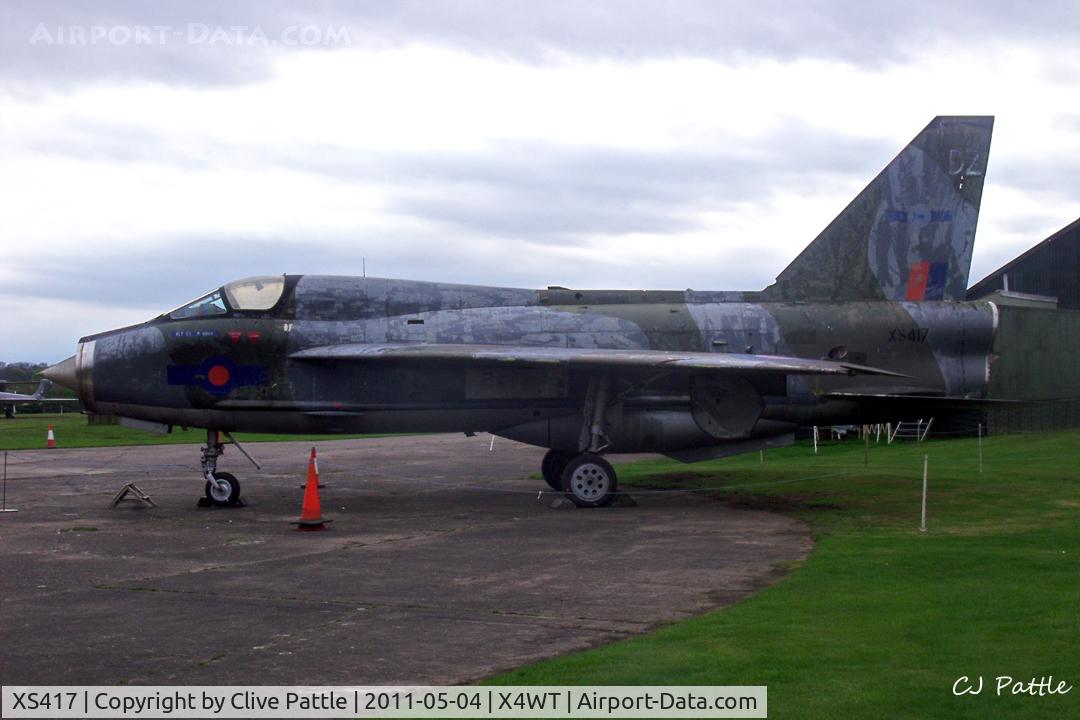 XS417, 1964 English Electric Lightning T.5 C/N 95002, Preserved at the Newark Air Museum, Winthorpe, Nottinghamshire. X4WT