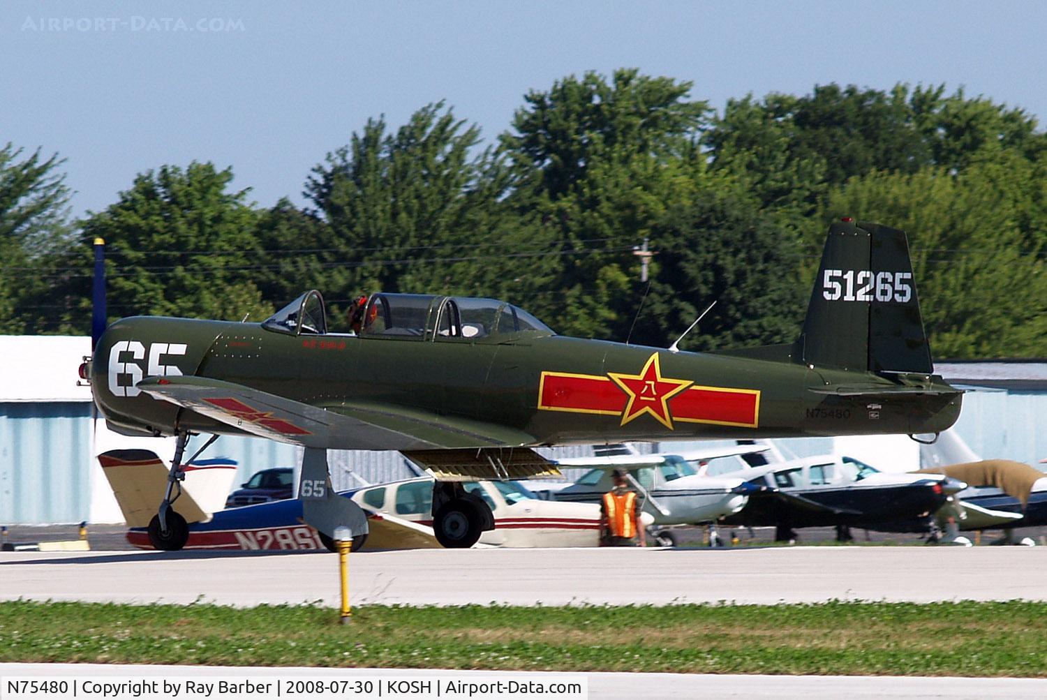 N75480, 1974 Nanchang CJ-6A C/N 2951265, Nanchang CJ-6A [2951265] Oshkosh-Wittman Regional Airport~N 30/07/2008