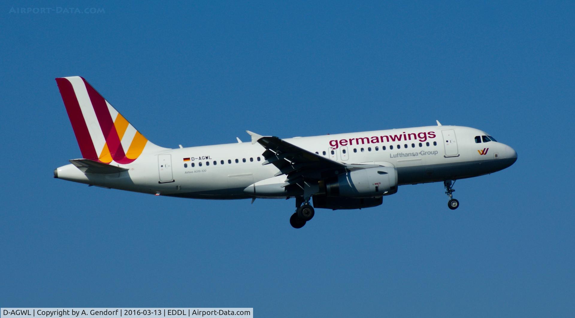 D-AGWL, 2008 Airbus A319-132 C/N 3534, Germanwings, seen here on finals at Düsseldorf Int'l(EDDL)
