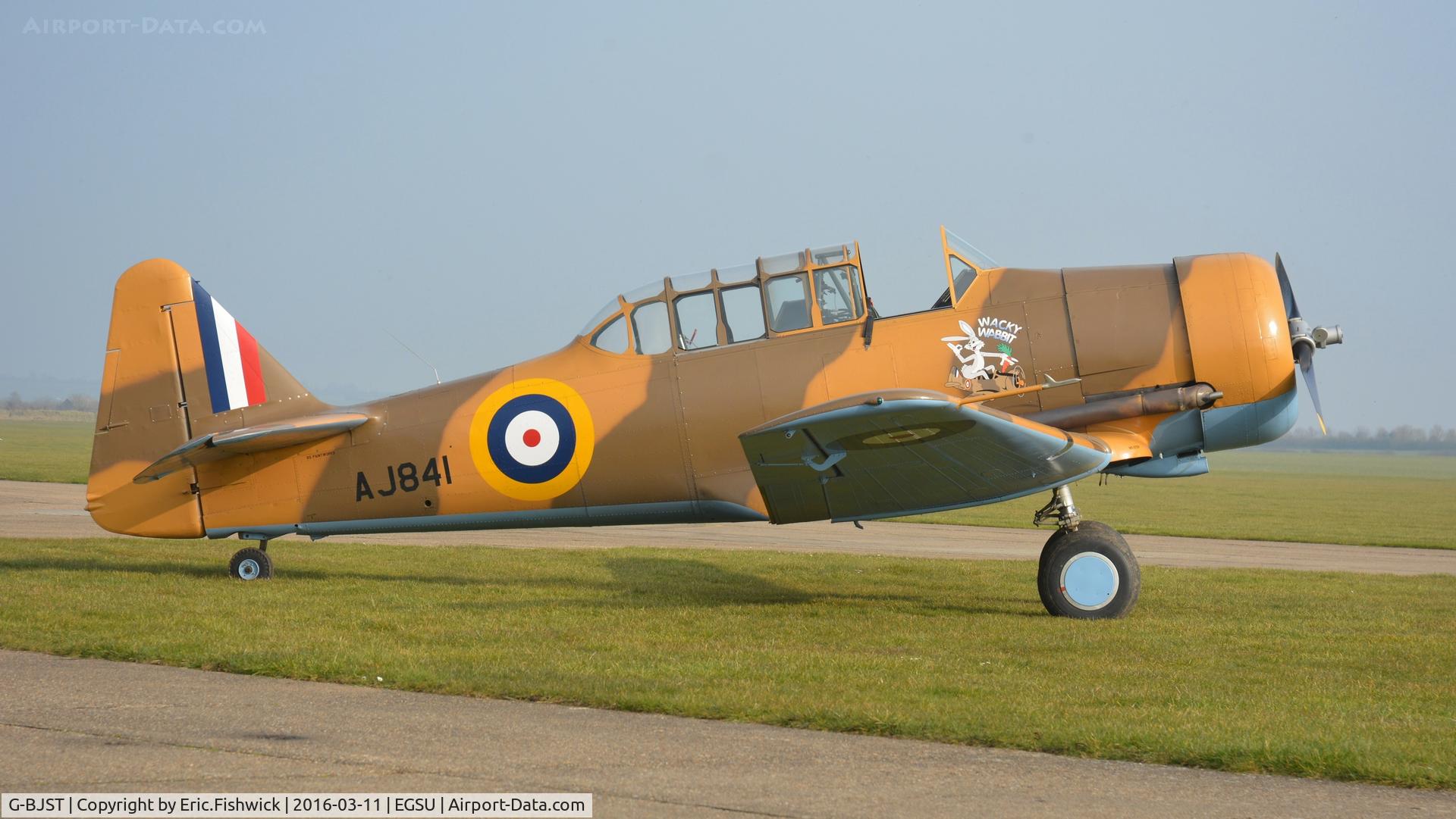 G-BJST, 1953 Canadian Car & Foundry T-6H Harvard Mk.4M C/N 14A-2429, x. AJ841 in new livery as a former RAF Desert Air Force (DAF) MKII Harvard - at The Imperial War Museum, Duxford, March 2016.