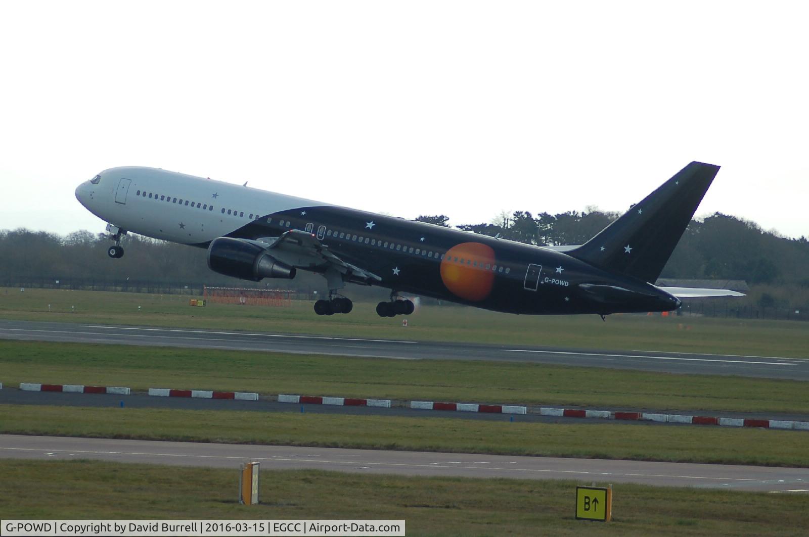 G-POWD, 2003 Boeing 767-36N/ER C/N 30847, Titan Airways Boeing 767-36NR G-POWD taking off Manchester Airport.