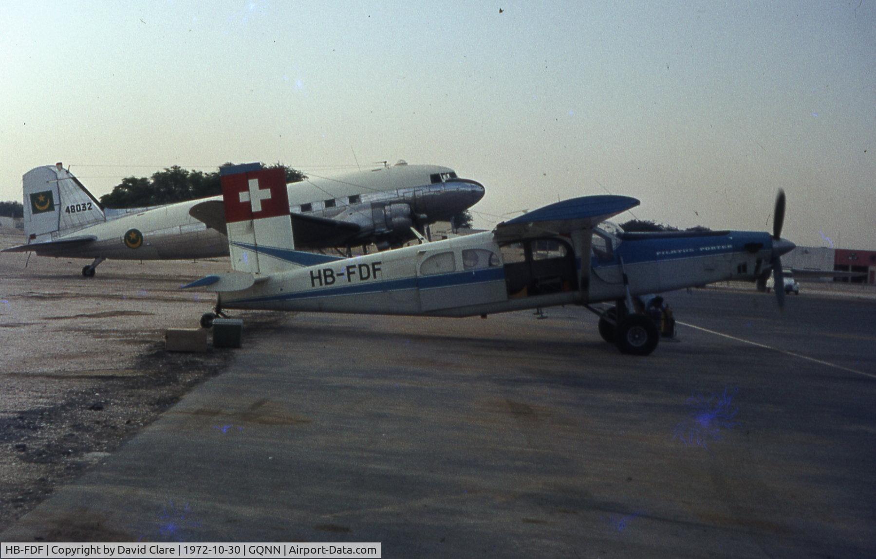HB-FDF, 1968 Pilatus PC-6/B2-H2 Turbo Porter C/N 629, In Nouakchott, Mauritania, October 1972